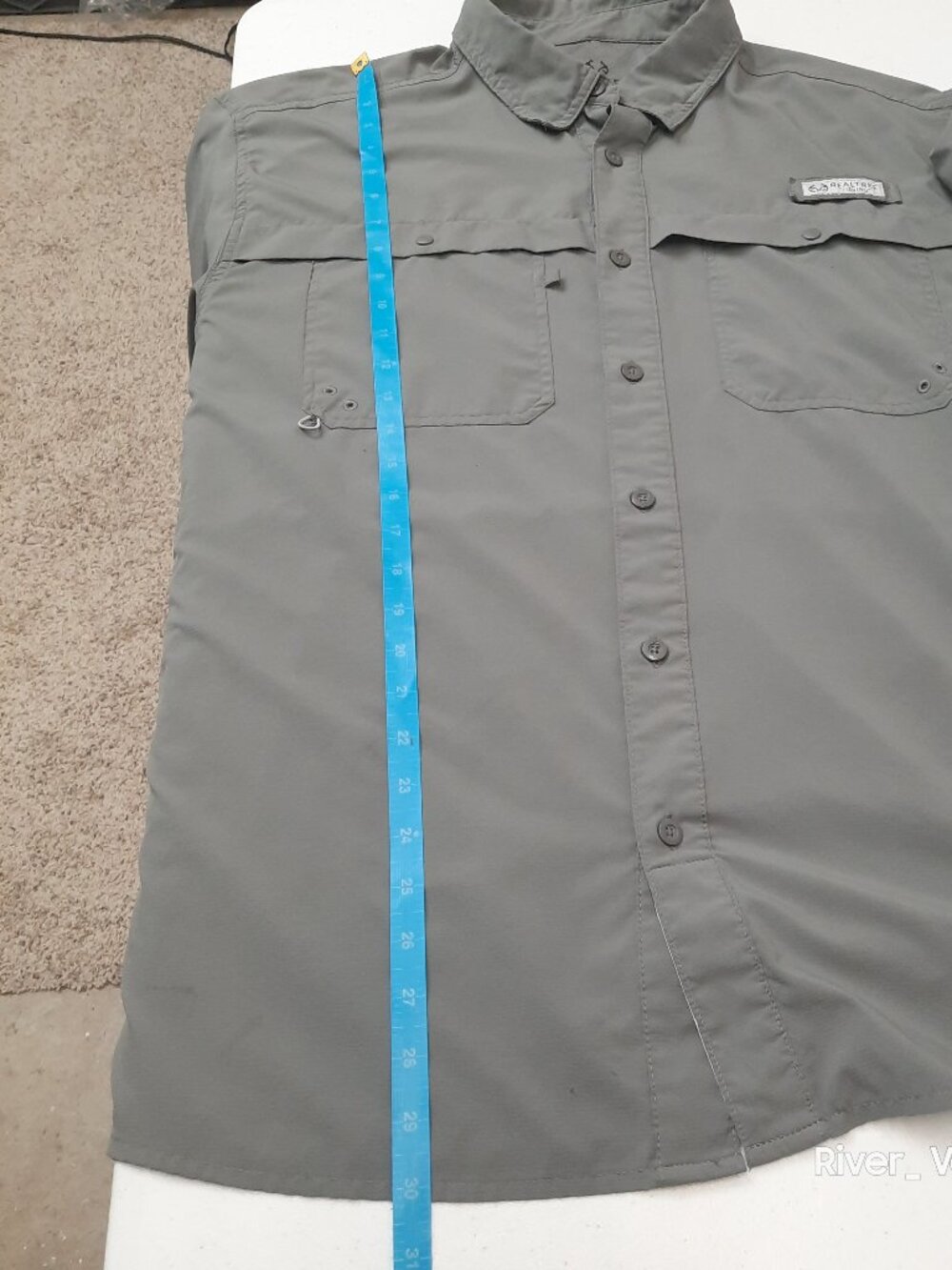 Realtree Fishing Shirt Mens XL Gargoyle Gray Short Sleeve Performance Button Up - Picture 10 of 12